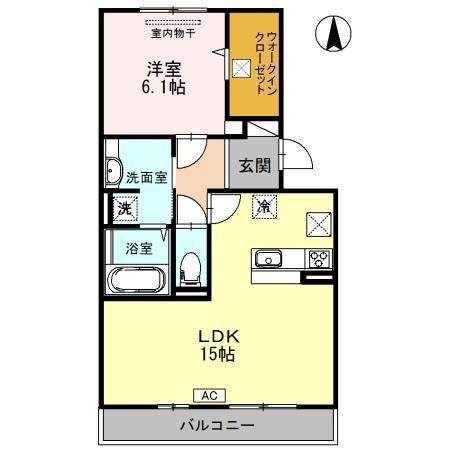 JADEA棟(1LDK/1階)の間取り写真