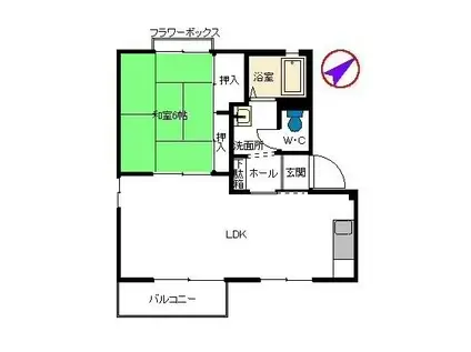 アネックス清風B(1LDK/2階)の間取り写真