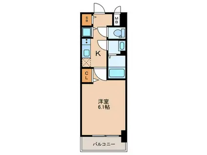 プレサンス三宮東フィール(1K/10階)の間取り写真