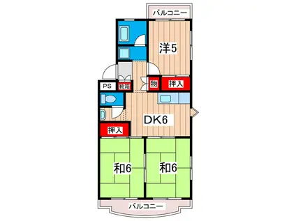 サクラヒル(3DK/4階)の間取り写真