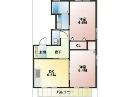 コスモハイム(2DK/1階)の間取り写真