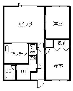 リバーサイドハイツA・B(2LDK/3階)の間取り写真