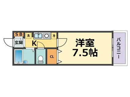 セジュール西宮今津(1K/2階)の間取り写真