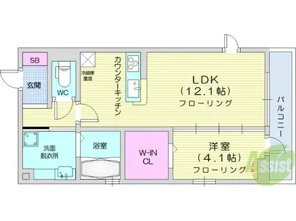 グランクード3(1LDK/1階)の間取り写真