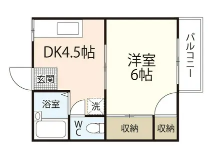 ルミエール萩原2(1DK/2階)の間取り写真