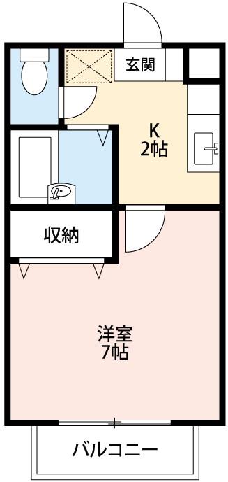 SURPLUS ONE 城南(1K/2階)の間取り写真