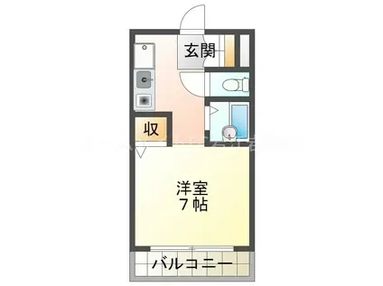 グレースII(1K/3階)の間取り写真