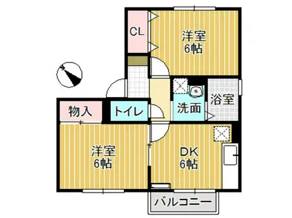 セジュール天神 B(2DK/2階)の間取り写真