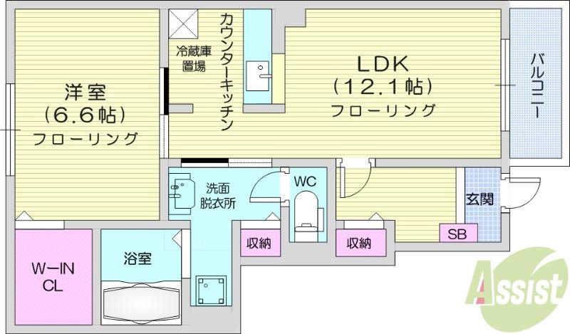 プラシードSKⅡ(1LDK/1階)の間取り写真