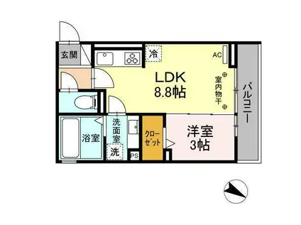 ラウリーナ(1LDK/3階)の間取り写真