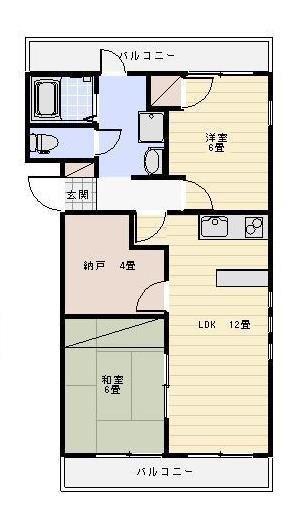 323BLD(2SLDK/3階)の間取り写真