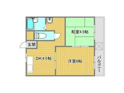 コーポ稲名(2DK/1階)の間取り写真