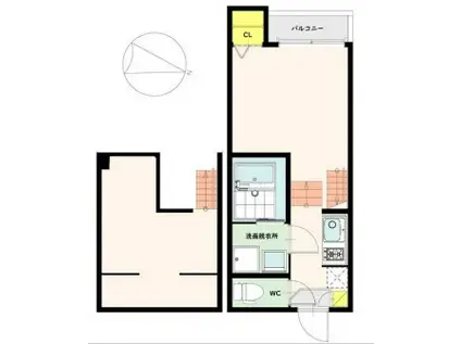 フラームシンフォニー(1K/2階)の間取り写真