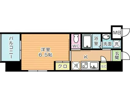 アミュゼ城野(1K/10階)の間取り写真