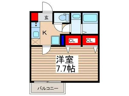 富士見市鶴馬AP(1K/2階)の間取り写真