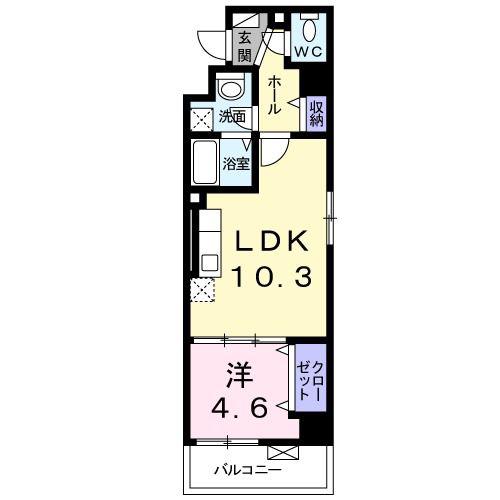 ハックベリー茨木南(1LDK/3階)の間取り写真