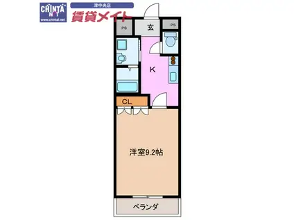 リヴァージュB(1K/2階)の間取り写真