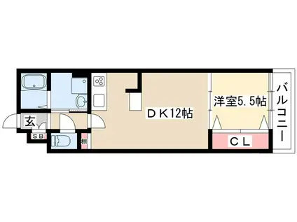 ハイリスベーネ池下(1LDK/1階)の間取り写真