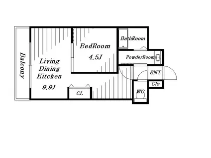 コネクトパークヒルズ稲毛海岸(1LDK/5階)の間取り写真
