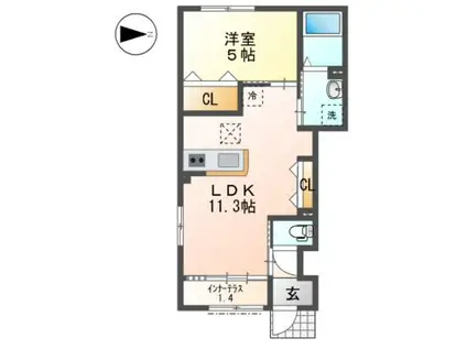 コンフォートマルエI(1LDK/1階)の間取り写真