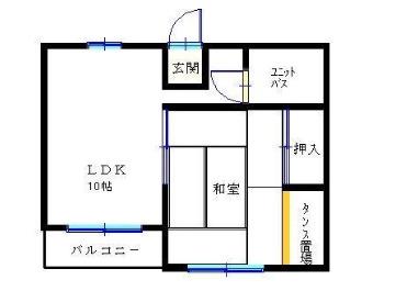 徳毛ビル(1LDK/3階)の間取り写真