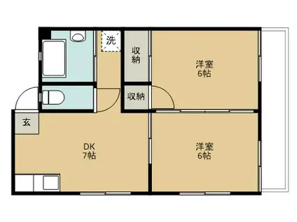 守谷第二マンション(2DK/1階)の間取り写真