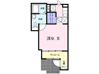 インクリーズ ウィステリアII(ワンルーム/1階)の間取り写真