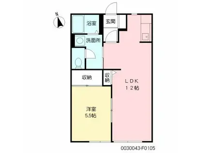 サンクチュアリー久留米VI(1LDK/1階)の間取り写真