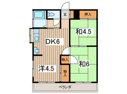 相武ハイツB(3DK/2階)の間取り写真