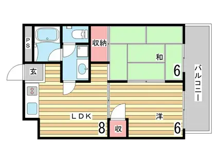 バルミー兵庫II(2LDK/5階)の間取り写真