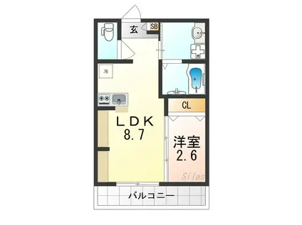 ジーイーオンズ(1LDK/4階)の間取り写真