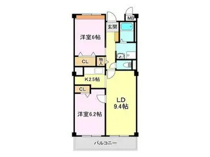 グラシューパルク(2LDK/3階)の間取り写真