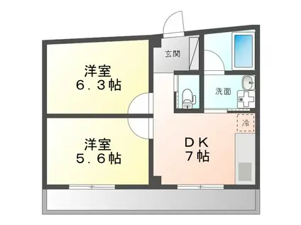 M-54(2LDK/3階)の間取り写真
