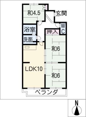 サンライズ白山(3LDK/2階)の間取り写真