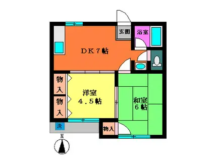 ブルウメ(2DK/1階)の間取り写真