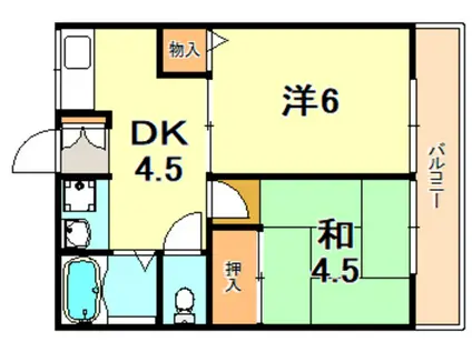 サニーヒルⅠ(2DK/1階)の間取り写真