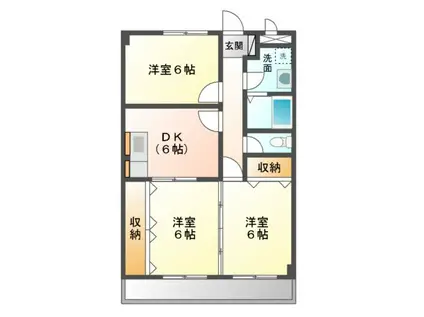 ウエストコートTANIGAMI(3DK/3階)の間取り写真