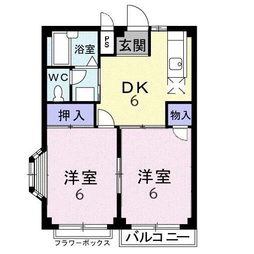 エルディム神明(2DK/1階)の間取り写真
