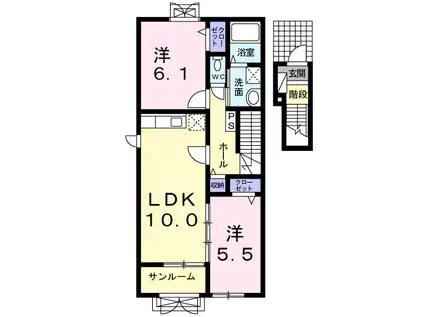 アッシュ5 A(2LDK/2階)の間取り写真