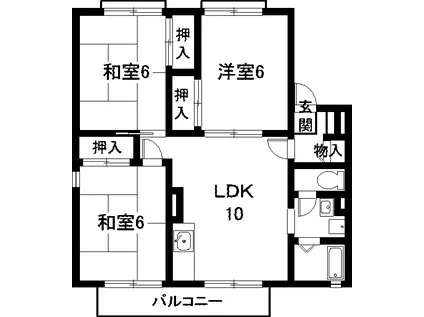 セジュール南アルプスA棟(3LDK/2階)の間取り写真