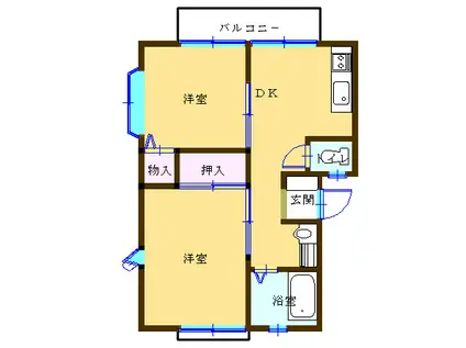 メイプルコートA(2DK/1階)の間取り写真