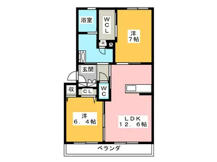 CREATEUR(2LDK/2階)の間取り写真