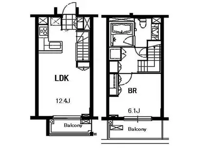 柿の木坂イースト(1LDK/1階)の間取り写真