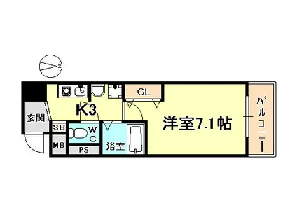 ファビュロウス(1K/10階)の間取り写真