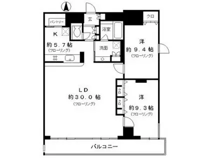 レジディア東桜II(2LDK/6階)の間取り写真