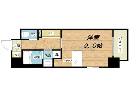 エスリード北浜イースト(1K/11階)の間取り写真