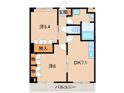 わかやま電鉄貴志川線 日前宮駅 徒歩27分 2階建 築17年(2DK/2階)の間取り写真
