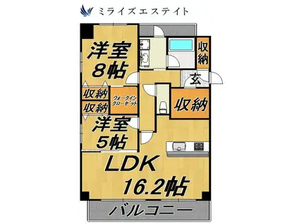 SEIZAN COURT(2LDK/2階)の間取り写真