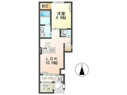 グランディール西高師(1LDK/1階)の間取り写真