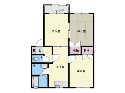 コーポロアール A棟(3DK/2階)の間取り写真